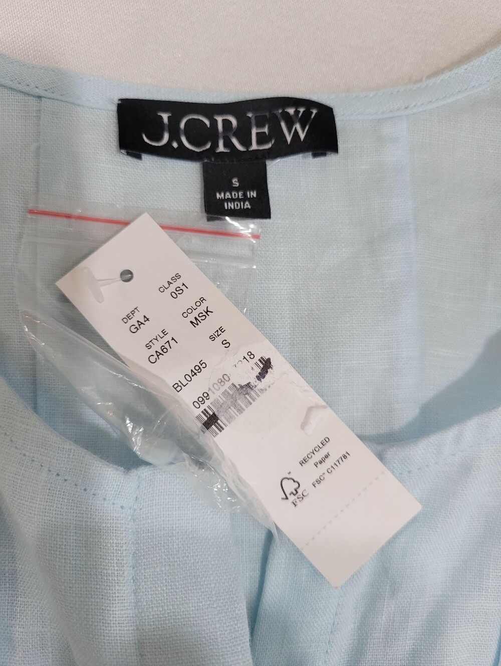 J Crew Seamed linen dress with removable belt CA671 Size S Light Blue Lined - Picture 4 of 6